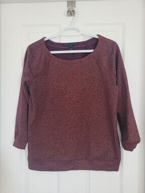 Marc Jacobs Metallic Midnight Cranberry Plum Brown Knit Top